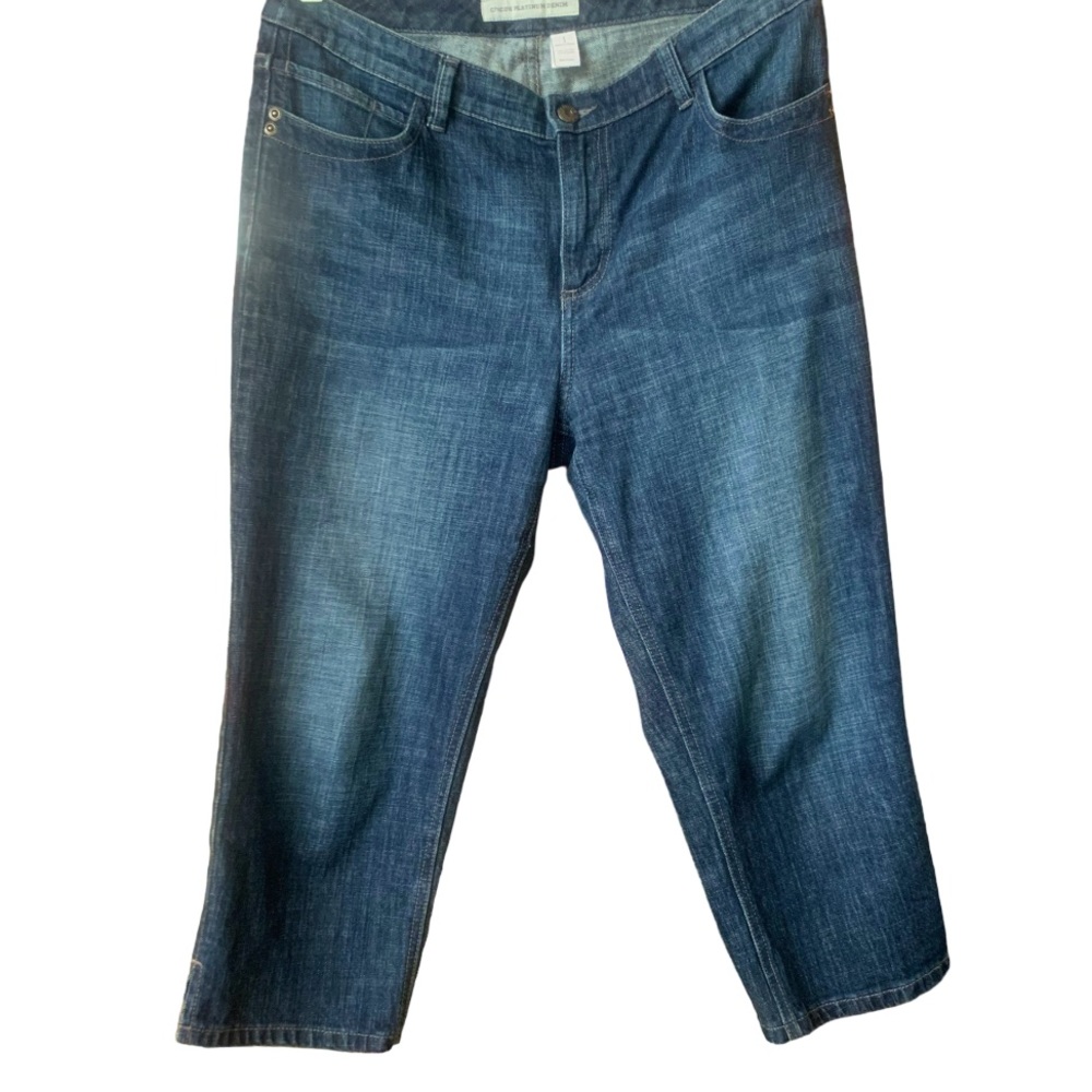 CHICO'S Platinum Denim Dark Blue Wash Capri Jeans - Size 1/ US 8